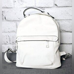 Steve Madden White Faux Leather Mini Backpack